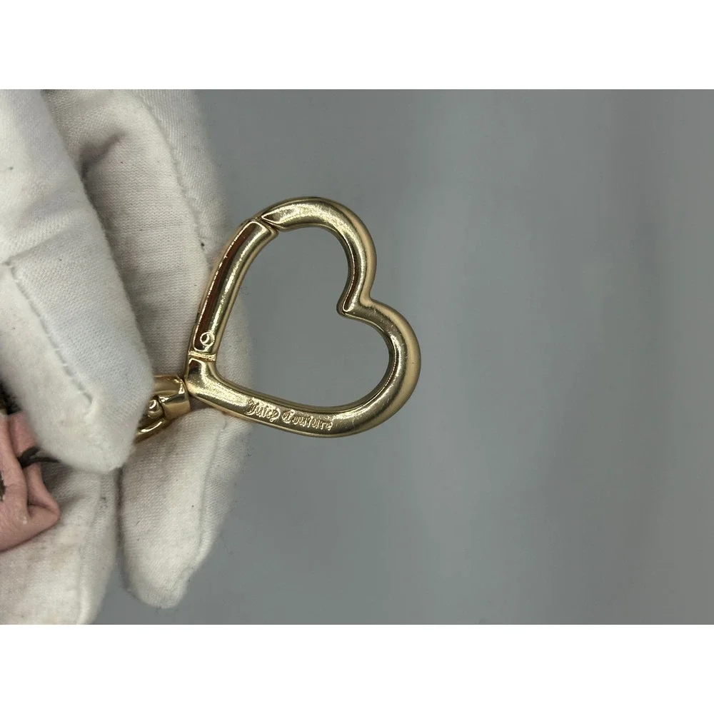 Juicy Couture Card Holder‎ Wallet Pouch Keychain Heart Charm Pink Brown Monogram